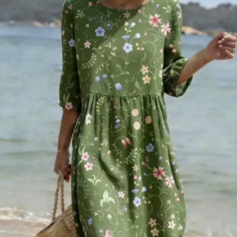 Versatile Long Dress With A Round Neckline For Women