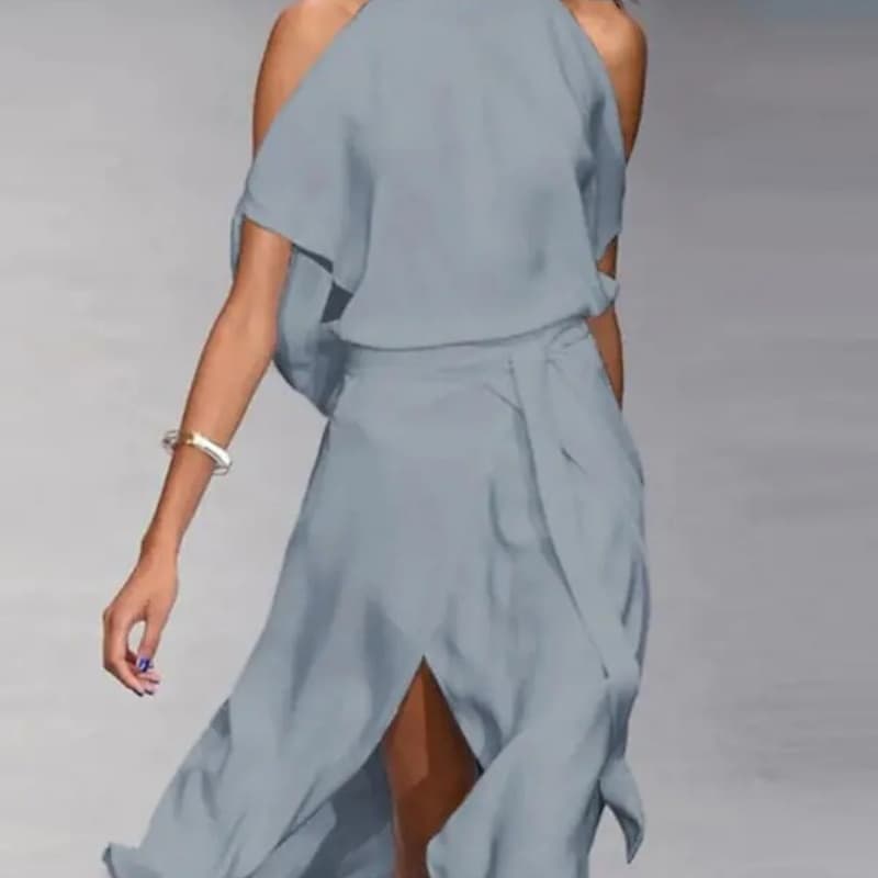 Lady's Sleeveless Slit Long Dress