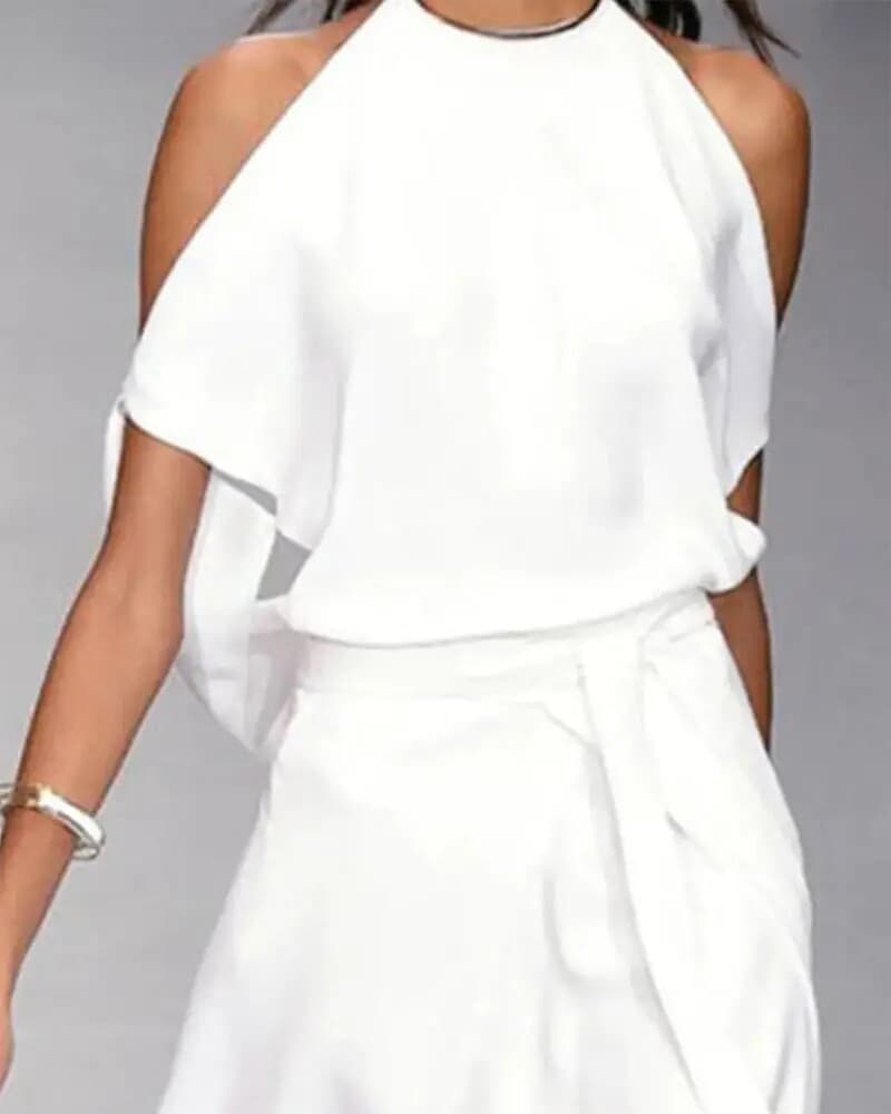 Lady's Sleeveless Slit Long Dress