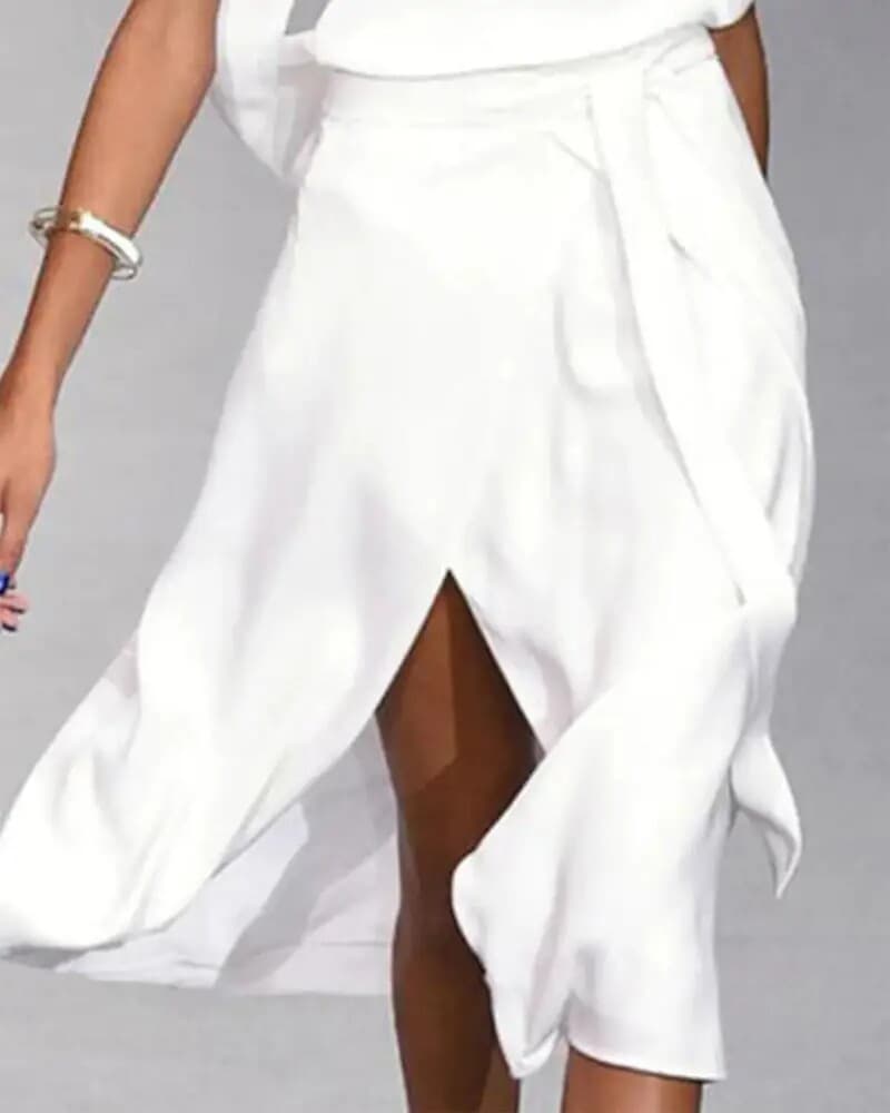 Lady's Sleeveless Slit Long Dress