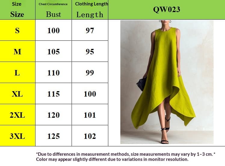 Irregular Flared Sleeveless Linen Dress